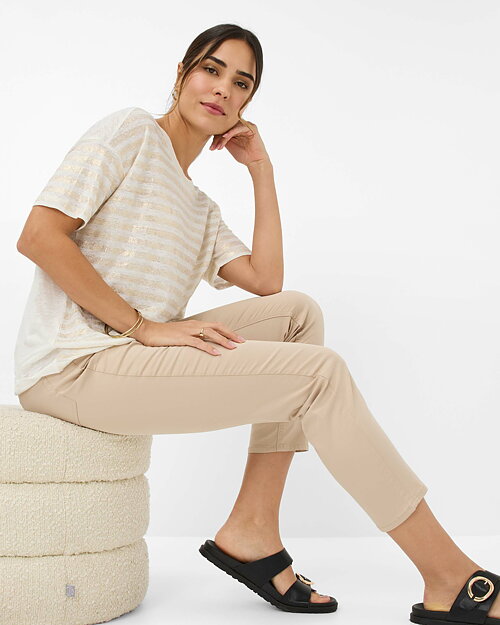 Jeans MaryS kort bomullsblandning beige - 6