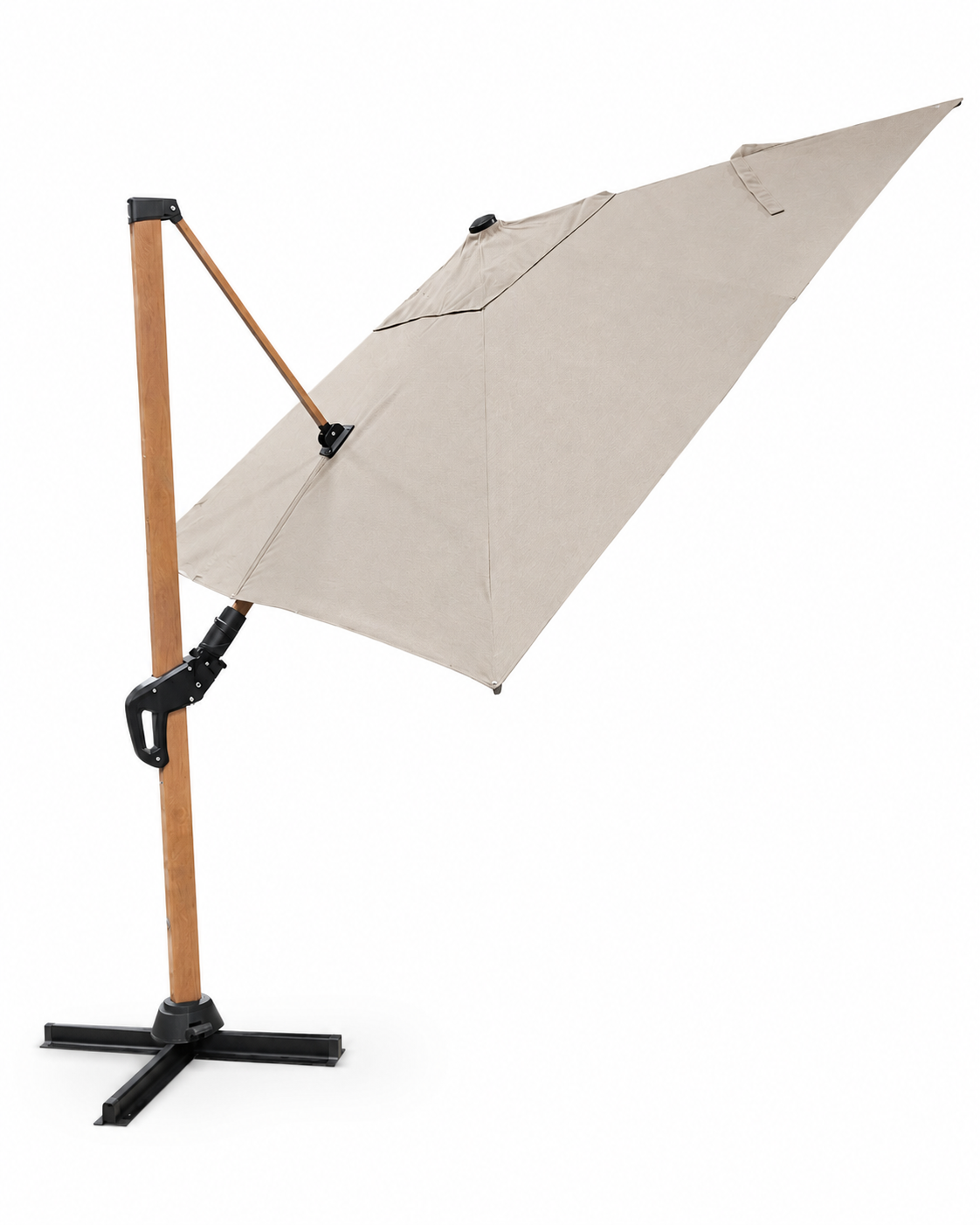 Stort beige parasoll 300x300 för altan och uteplats