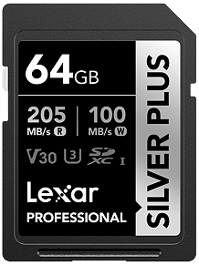 Lexar SDXC Professional SILVER Plus 1066x UHS-I/U3/A2/4K R205/W100 (V30) 64GB