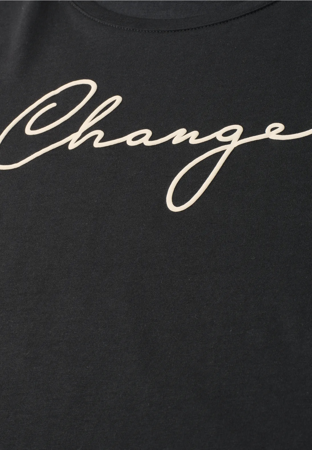 Shirt With Puff Print Wording - Black - Street One - 6