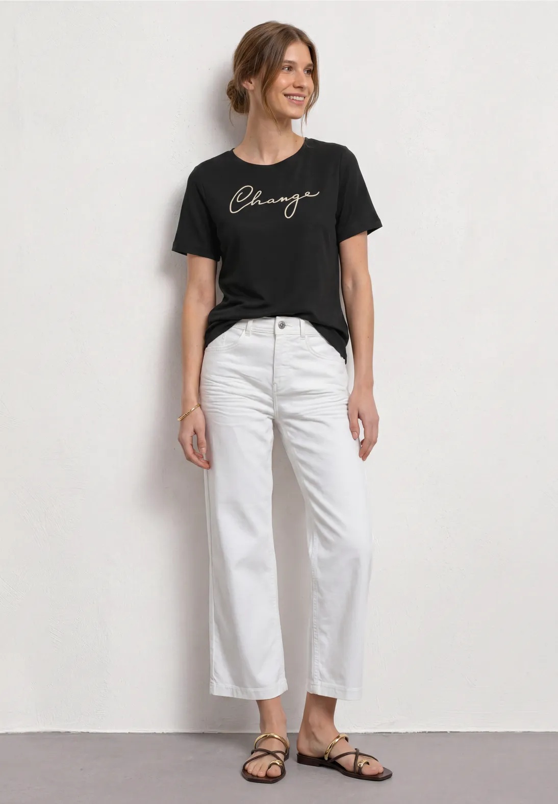 Shirt With Puff Print Wording - Black - Street One