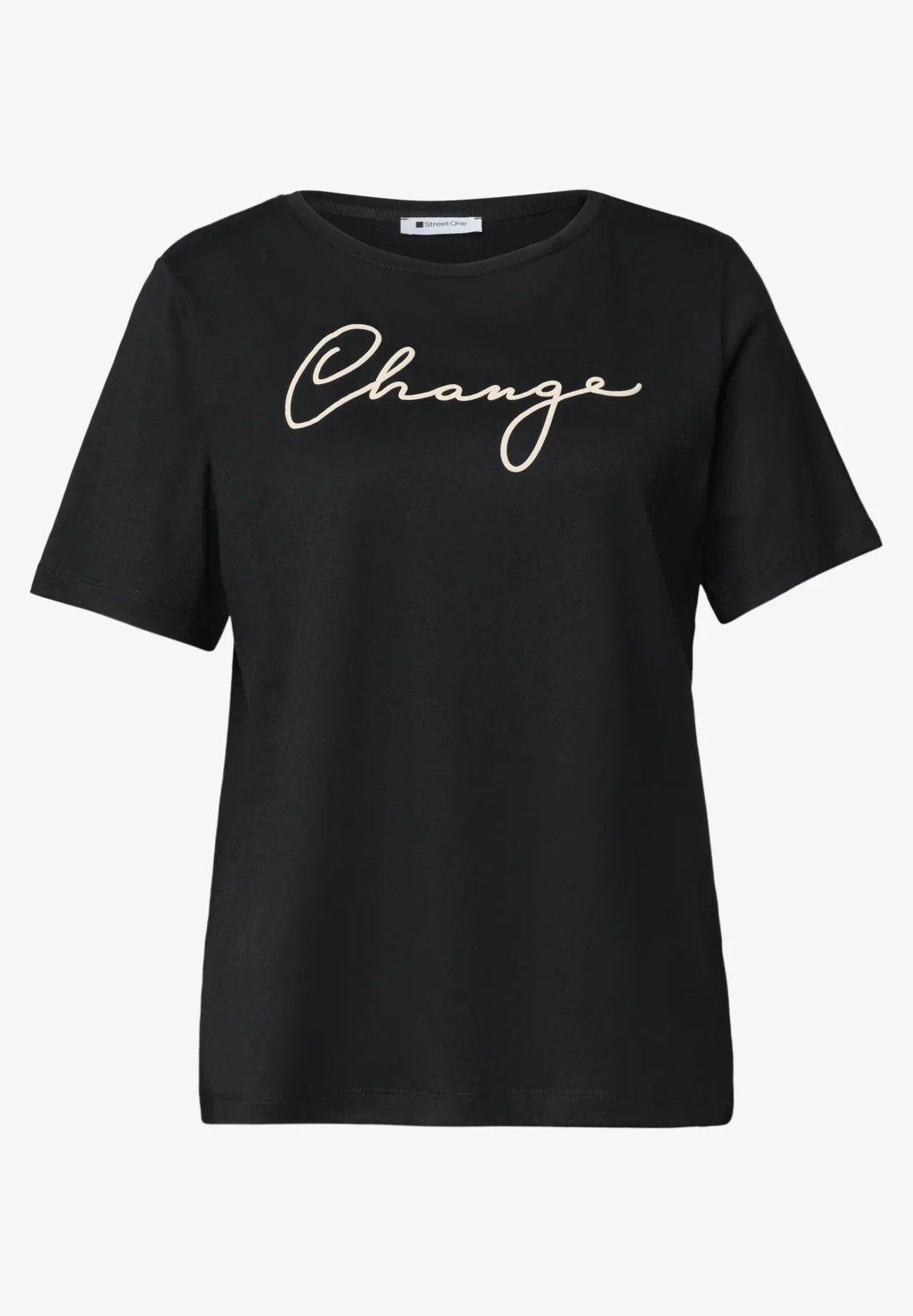 Shirt With Puff Print Wording - Black - Street One - 5