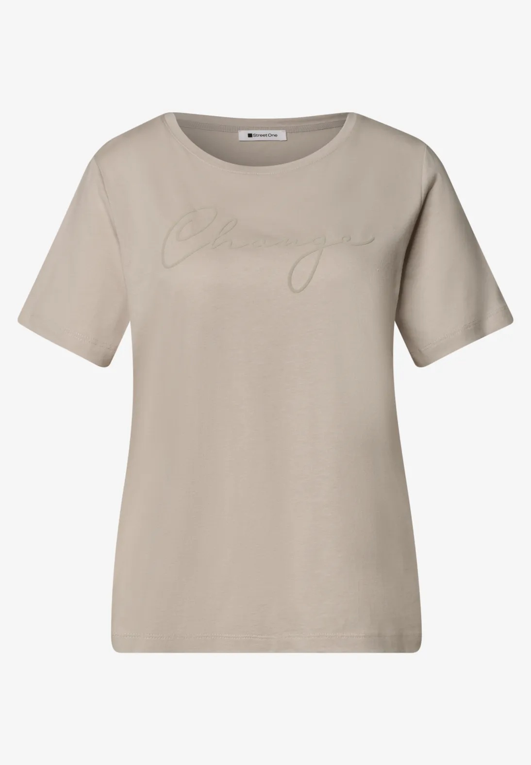 Shirt With Puff Print Wording - Clay Sand - Street One - 5