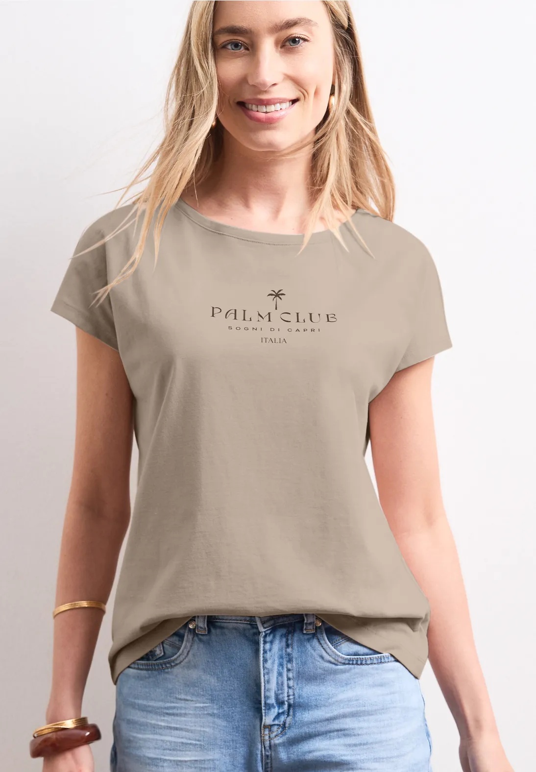 Basic Wording Print Shirt - Clay Sand - Street One