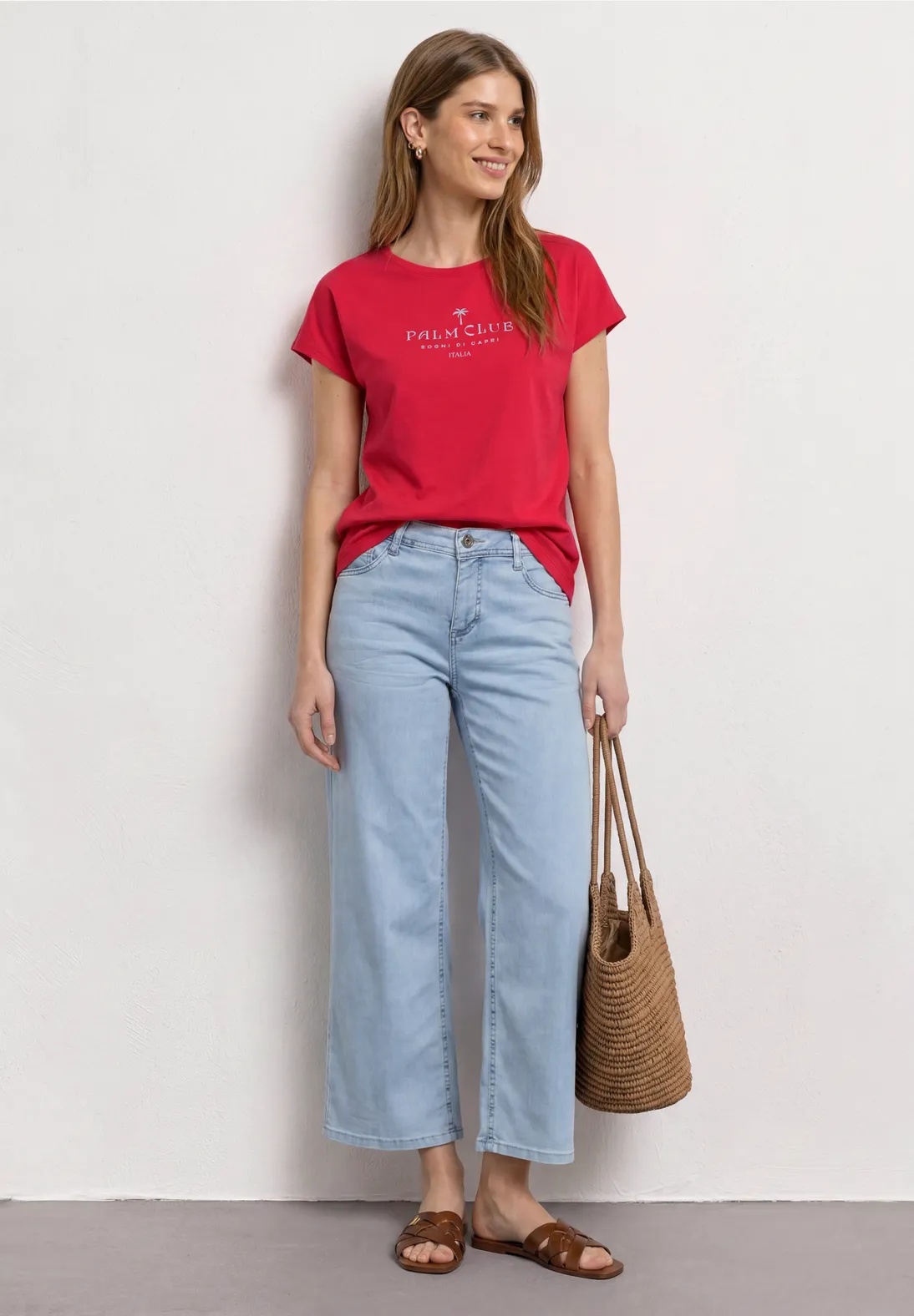 Basic Wording Print Shirt - Salsa Red - Street One