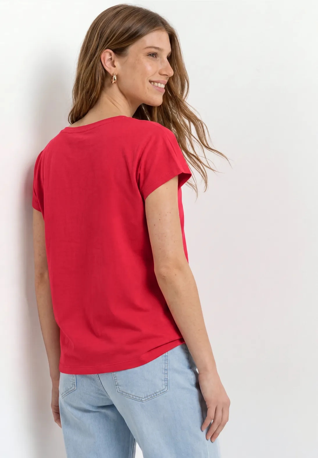 Basic Wording Print Shirt - Salsa Red - Street One - 3