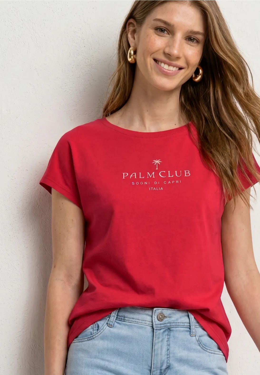 Basic Wording Print Shirt - Salsa Red - Street One
