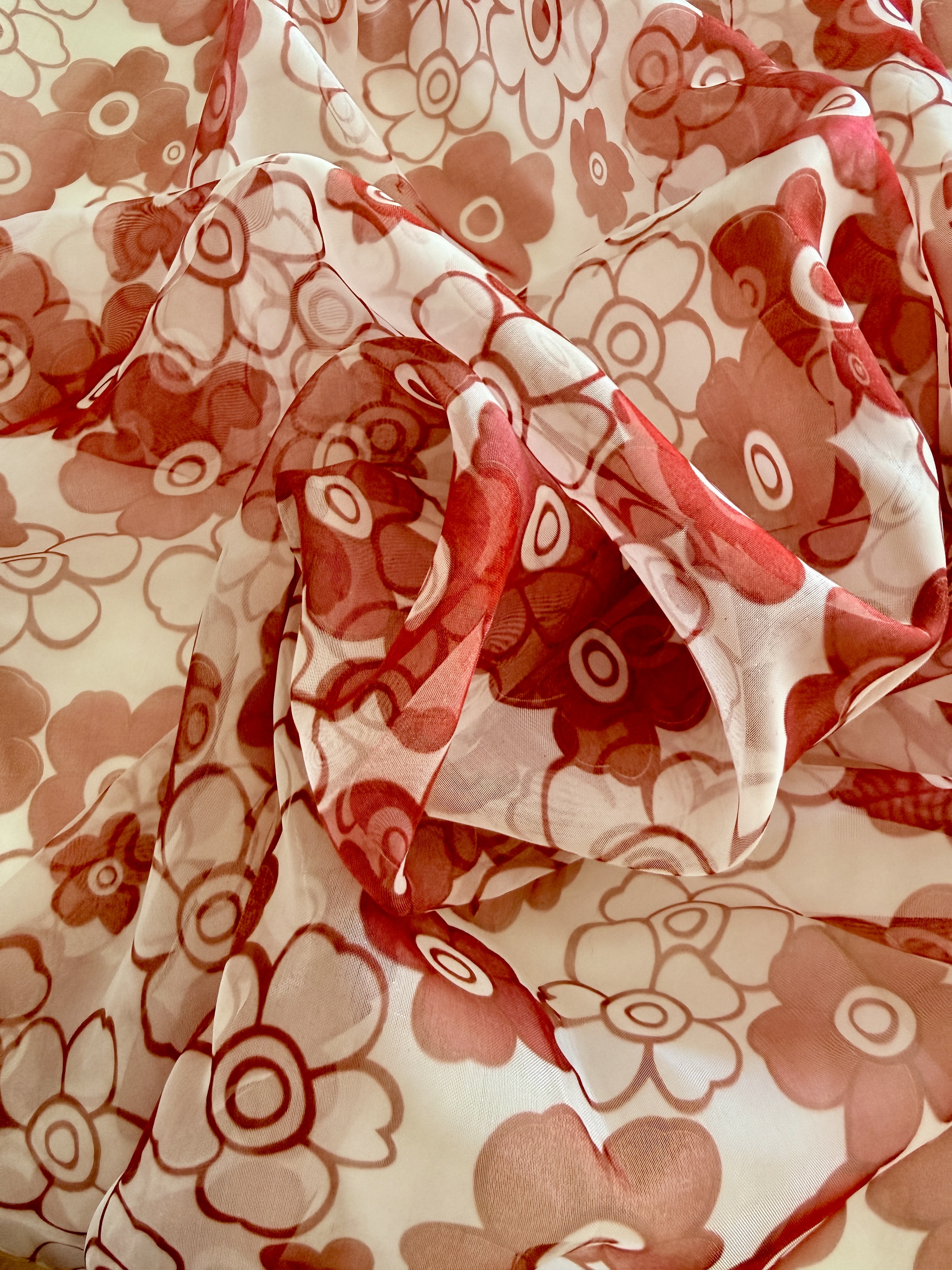 Vintagetyg -  organza röda blommor - 2