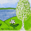 ヘルヤ・リウッコ・スンドストロム  Lasikorttiシリーズ  ガラスのカード『Spring in Finland』 フィンランドの春  8cm  2003年〈箱付き〉