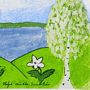 Heljä Liukko-Sundström (Lasikortti 2003) Glass Card "Spring in Finland" 8 cm <with Box>