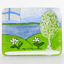 ヘルヤ・リウッコ・スンドストロム  Lasikorttiシリーズ  ガラスのカード『Spring in Finland』 フィンランドの春  8cm  2003年〈箱付き〉