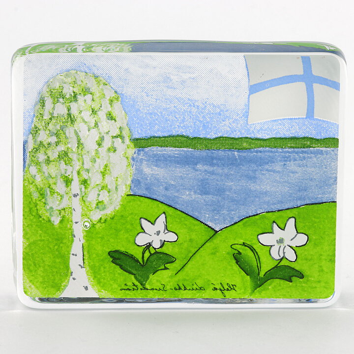 Heljä Liukko-Sundström (Lasikortti 2003) Glass Card "Spring in Finland" 8 cm <with Box>