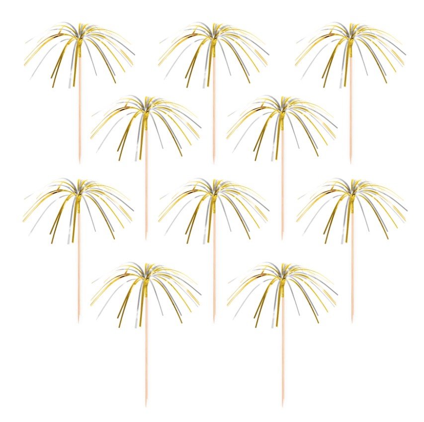 Cake picks - Guld & Silver 10-pack