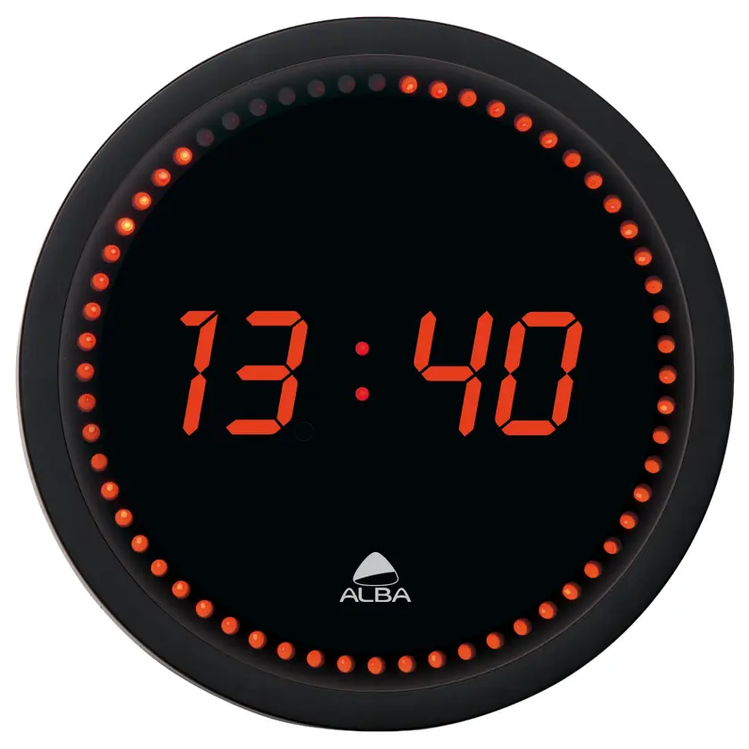 Väggklocka LED Ø30cm Svart/Röd