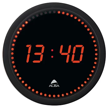 Väggklocka LED Ø30cm Svart/Röd