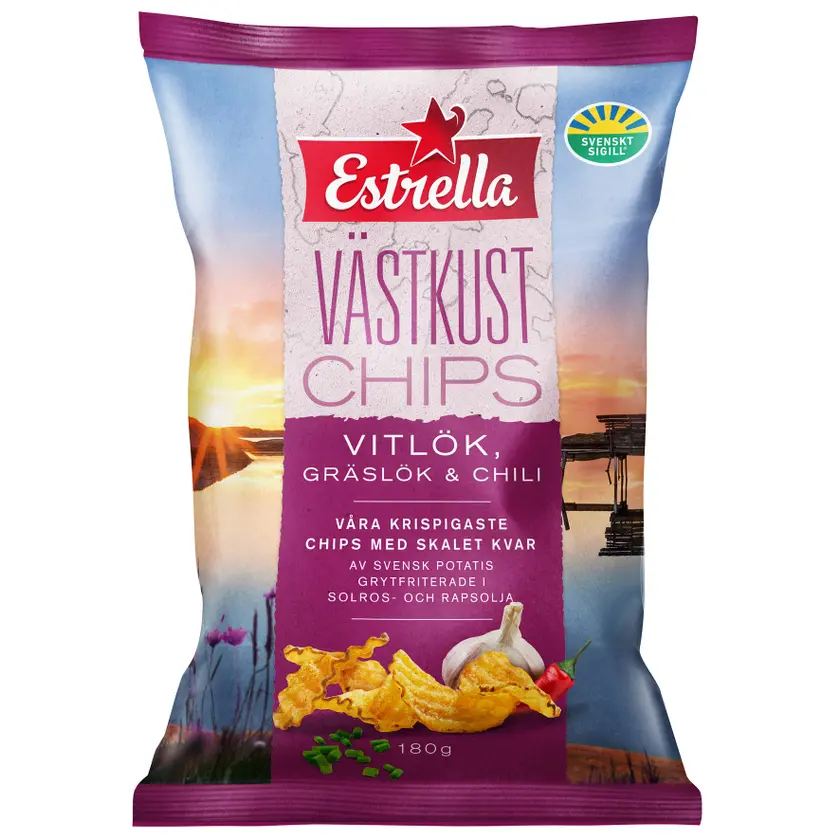 Västkustchips Vitlök 180gx10st
