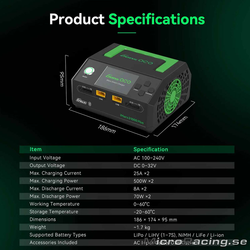 GENSACE - Charger iMars D1000 PLUS Smart Dual Channel AC 1000W (EU) - 13