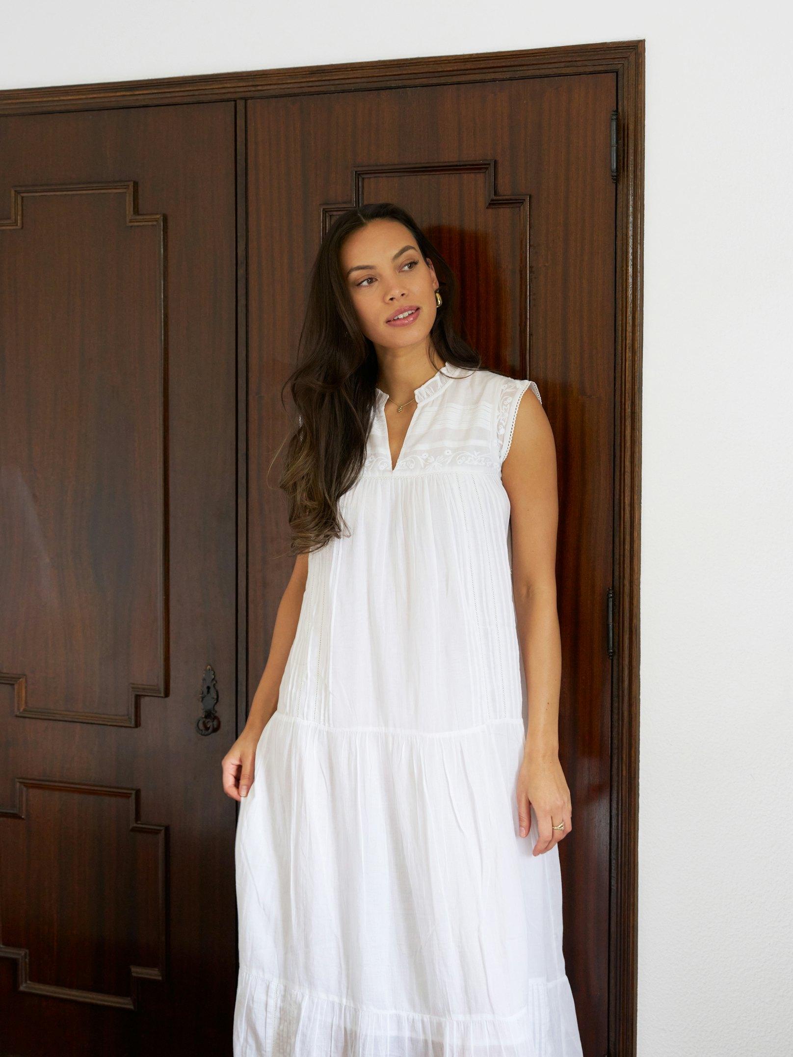 Veana S Voile Maxi Dress White - 6