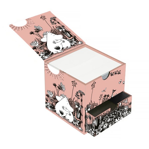 Moomin Love Flame Tree Memo Block in Box with Drawer - 2