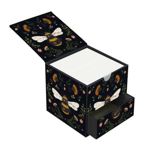 Jade Mosinski: Bee Flame Tree Memo Block in Box with Drawer - 2