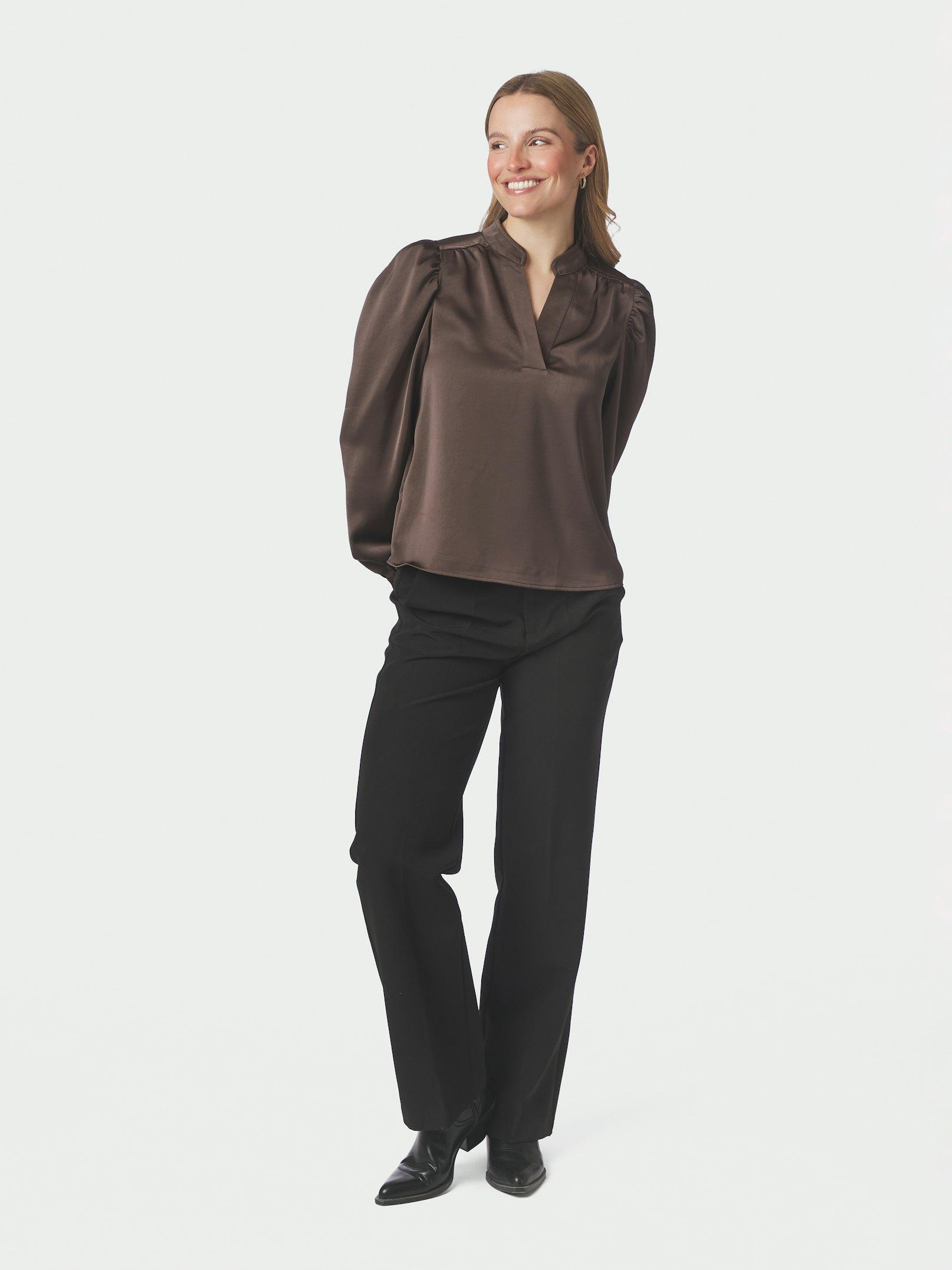 Rosslyn Heavy Sateen Blouse Dark brown - 5