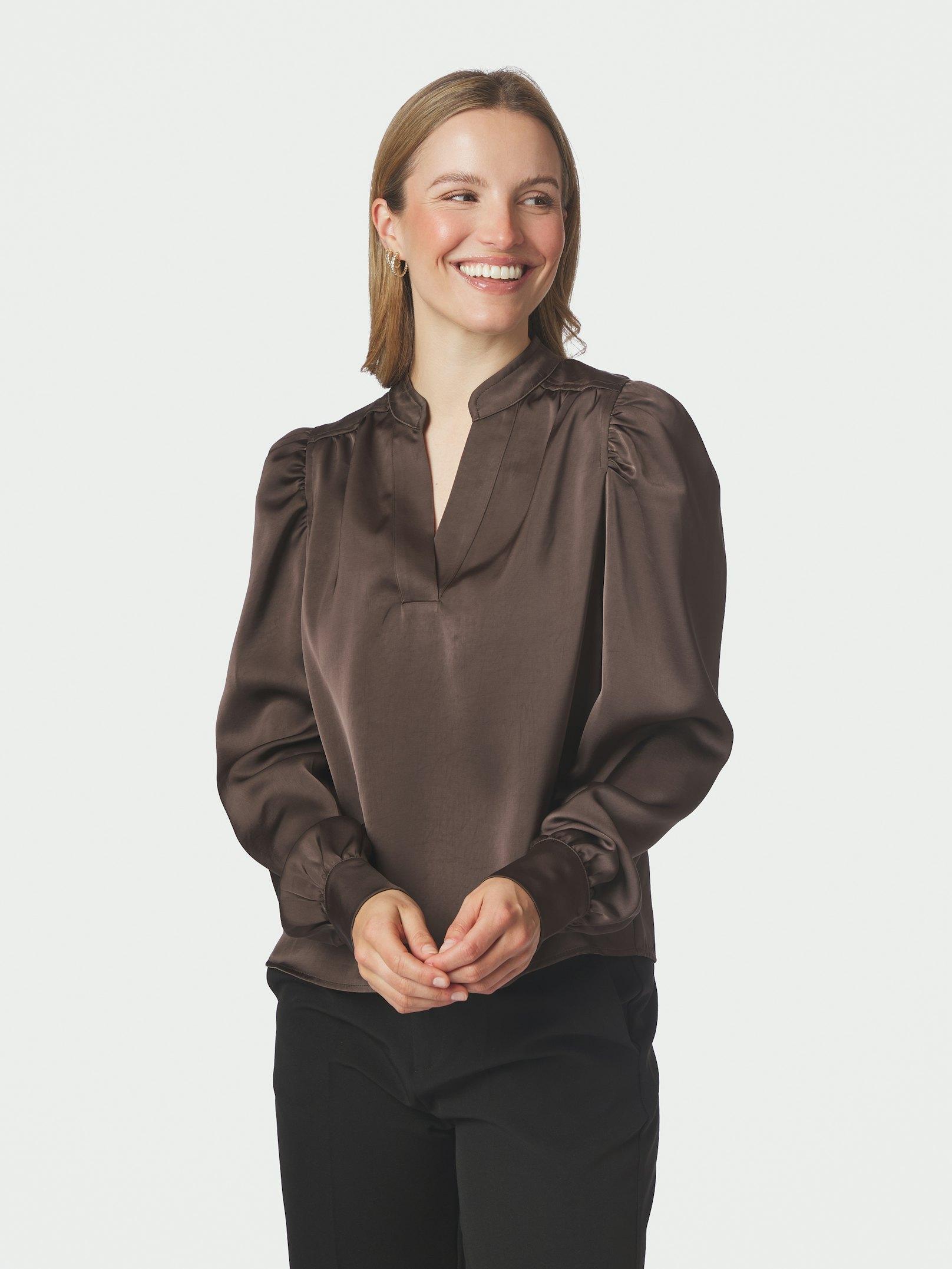 Rosslyn Heavy Sateen Blouse Dark brown - 3