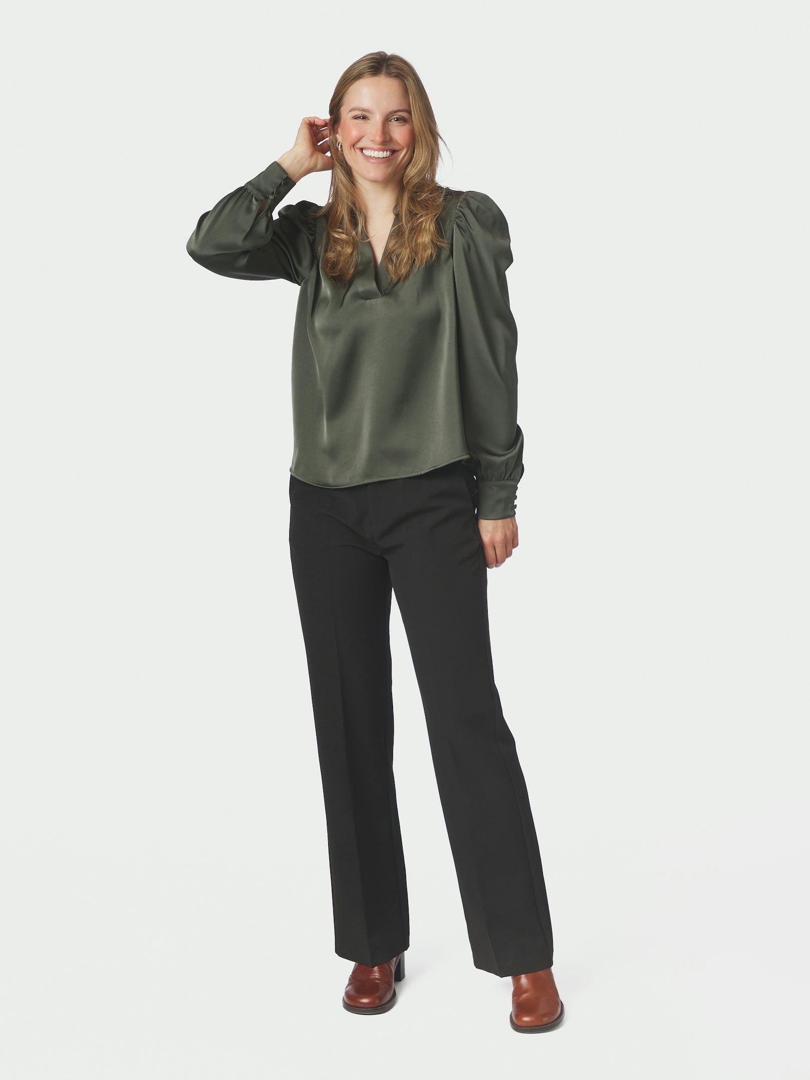 Rosslyn Heavy Sateen Blouse Deep Green - 5