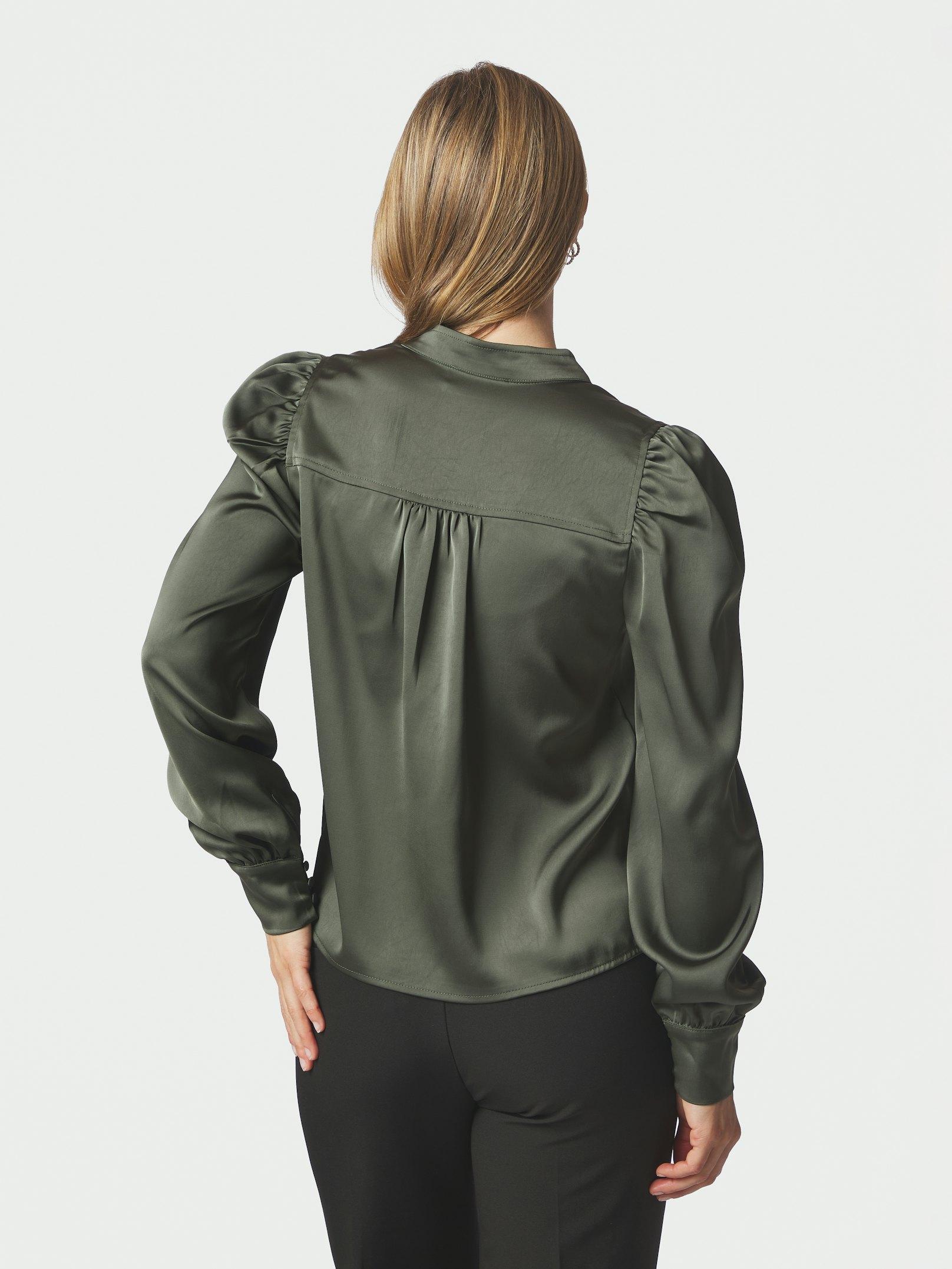 Rosslyn Heavy Sateen Blouse Deep Green - 4