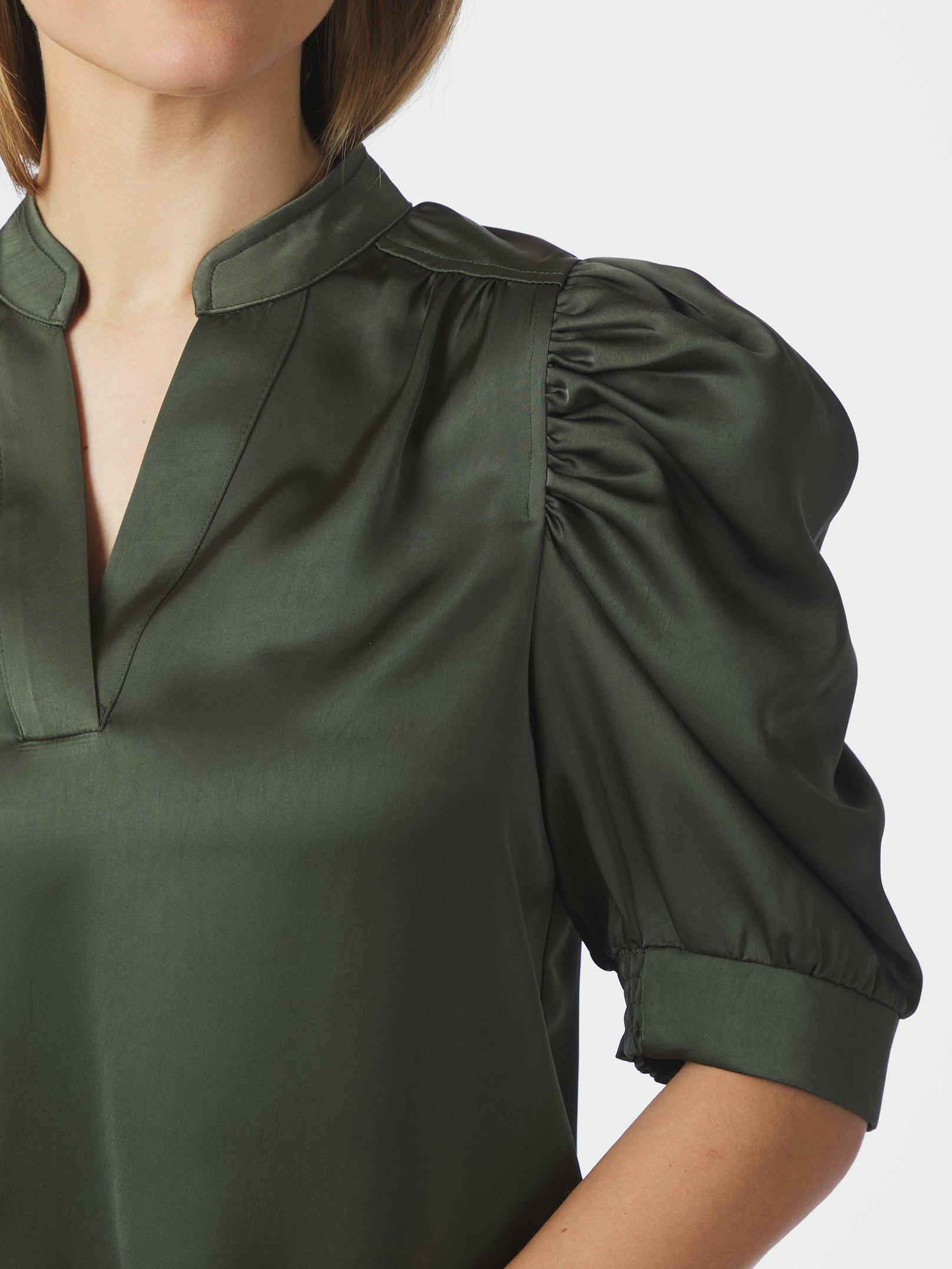 Roella Heavy Sateen Blouse Deep Green - 6