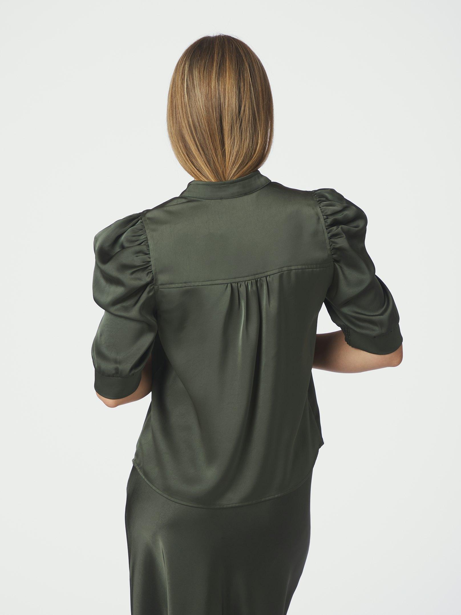 Roella Heavy Sateen Blouse Deep Green - 4