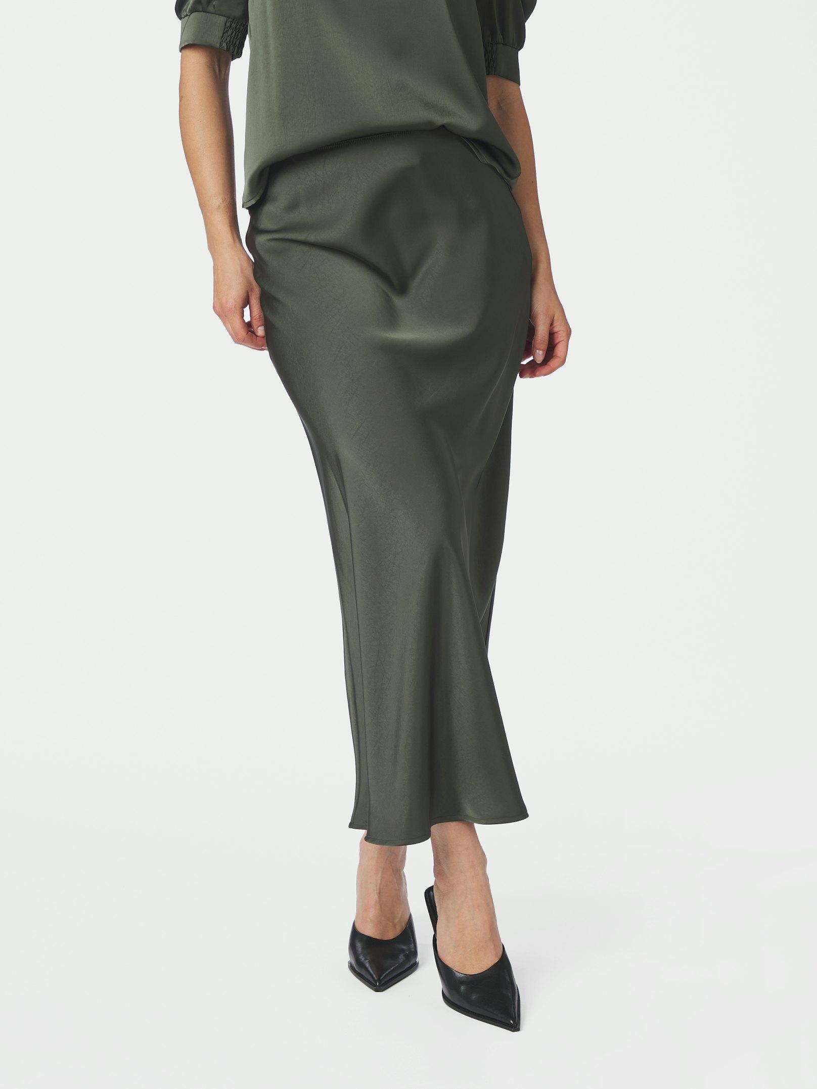 Vicky Heavy Sateen Skirt Deep Green - 3