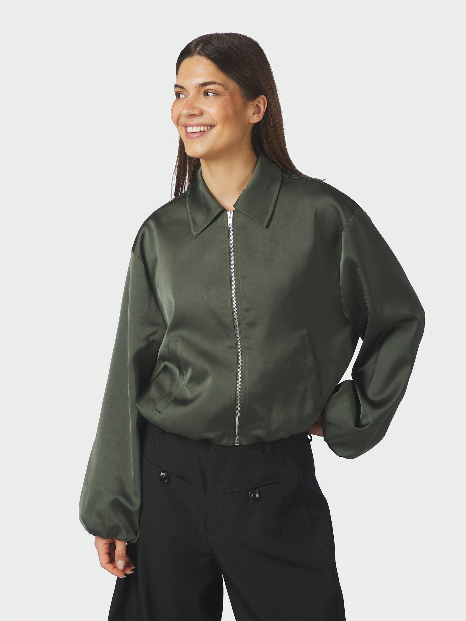 Denielle Heavy Sateen Jacket Deep Green - 3