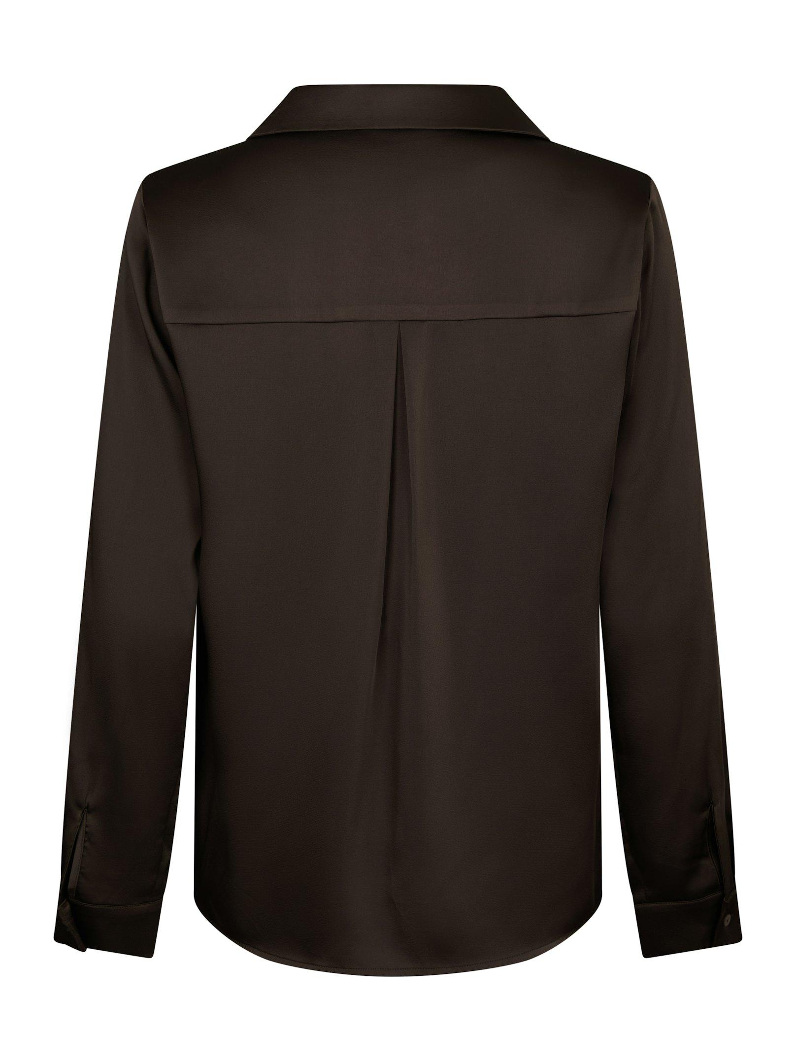 Hazelle Drapy Satin Shirt Dark brown - 2