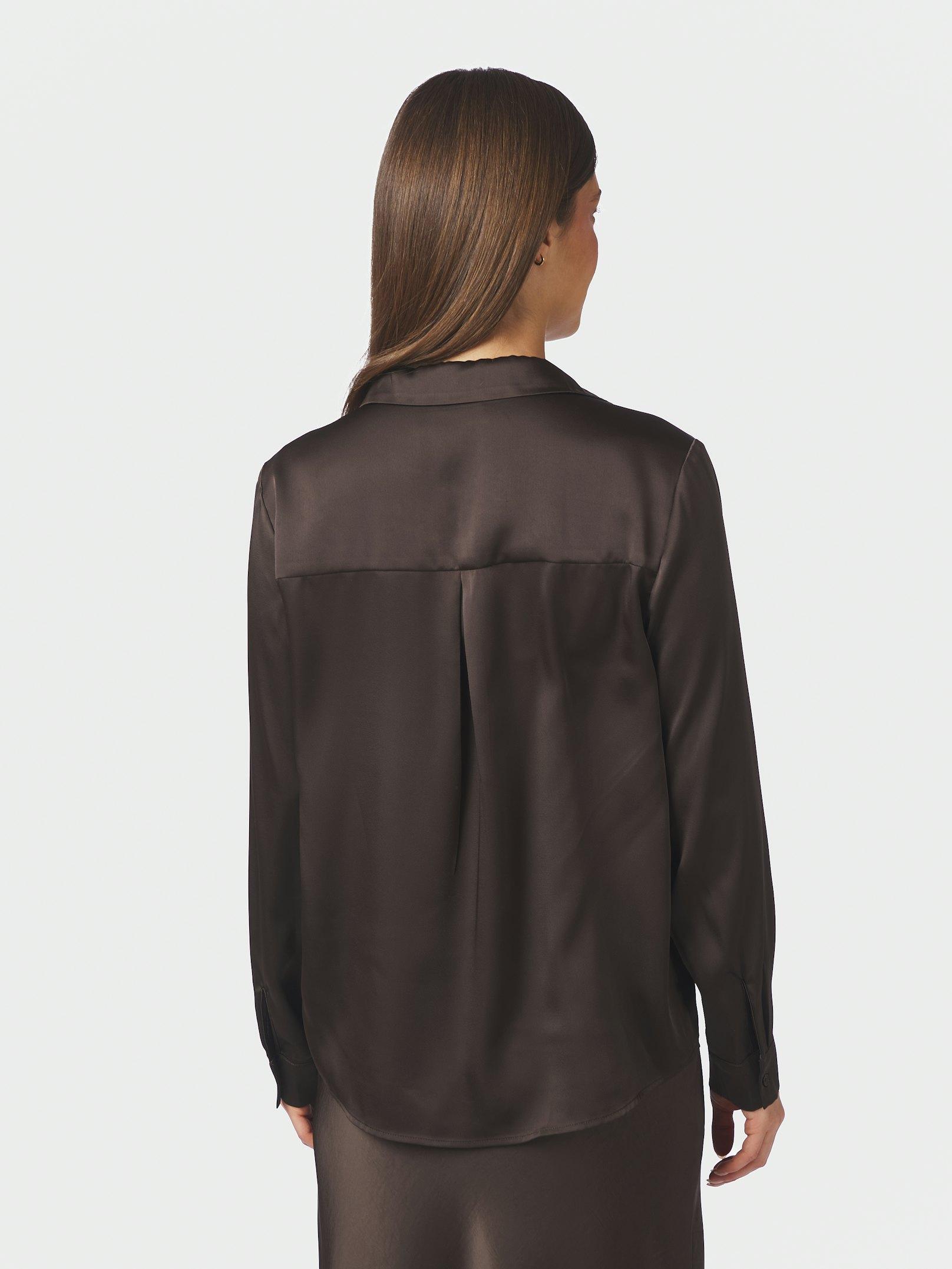 Hazelle Drapy Satin Shirt Dark brown - 4