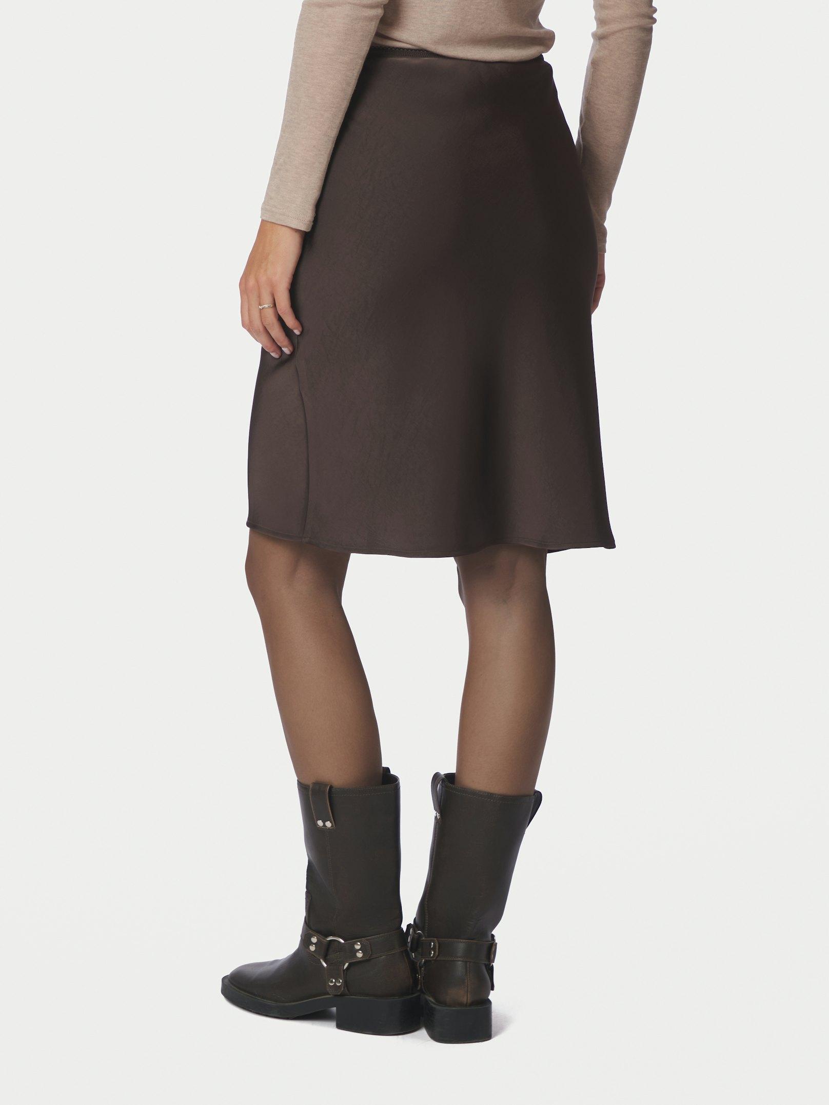 Mindie Heavy sateen Skirt Dark brown - 4
