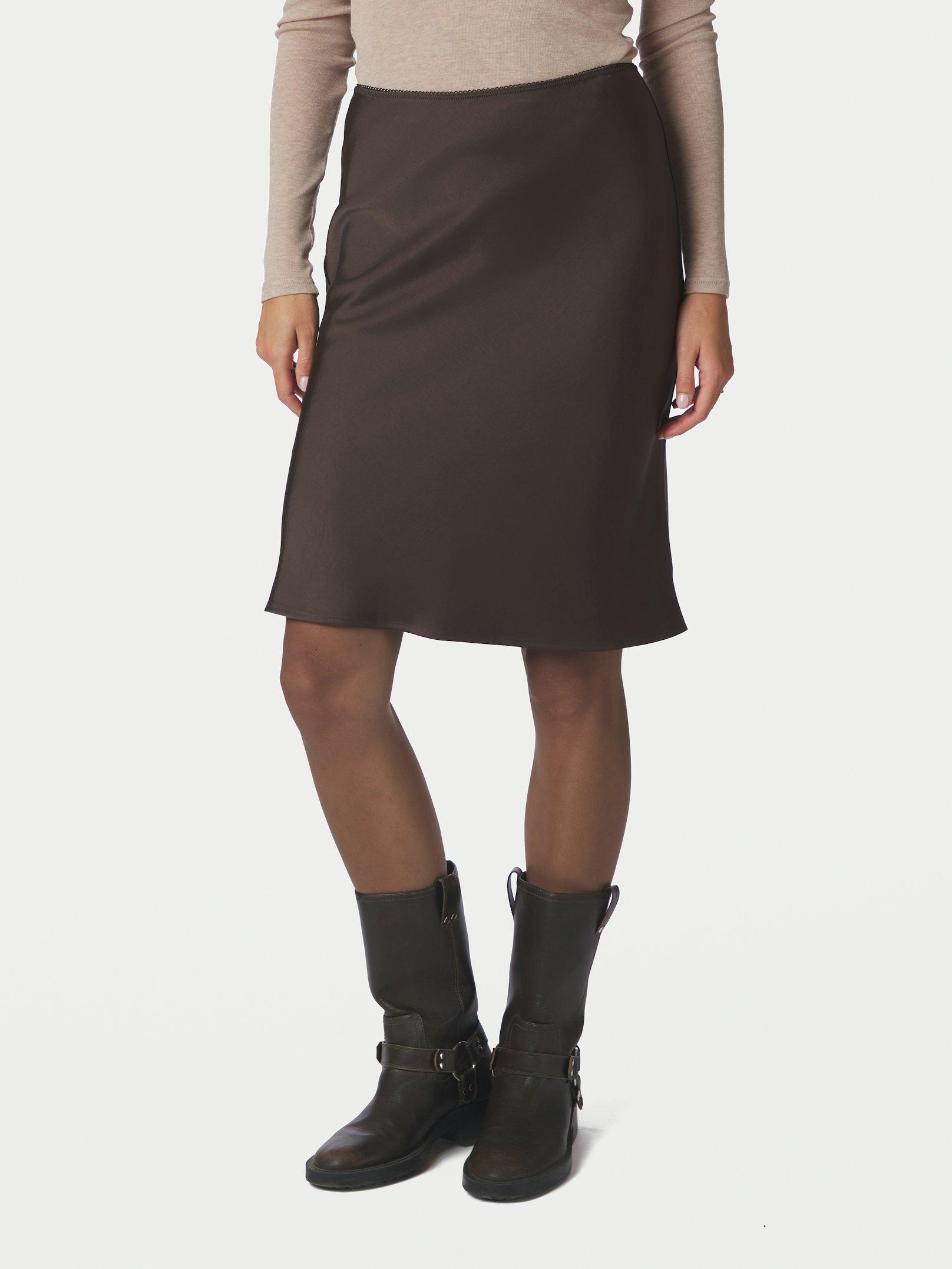 Mindie Heavy sateen Skirt Dark brown - 3
