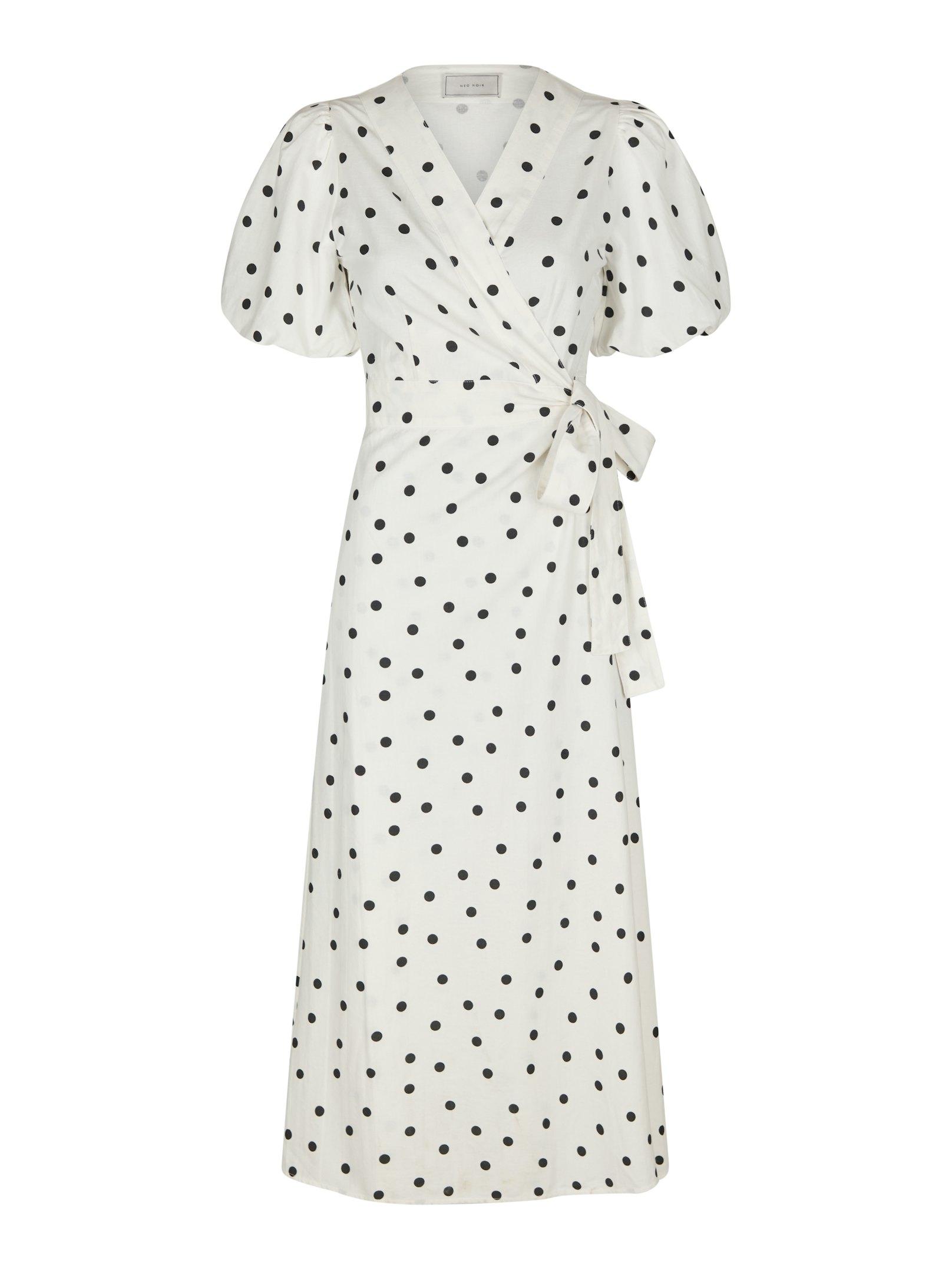 Clarine Linen Dot Dress White