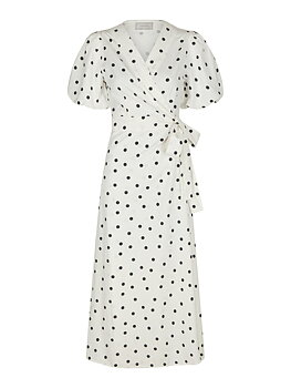 Clarine Linen Dot Dress White