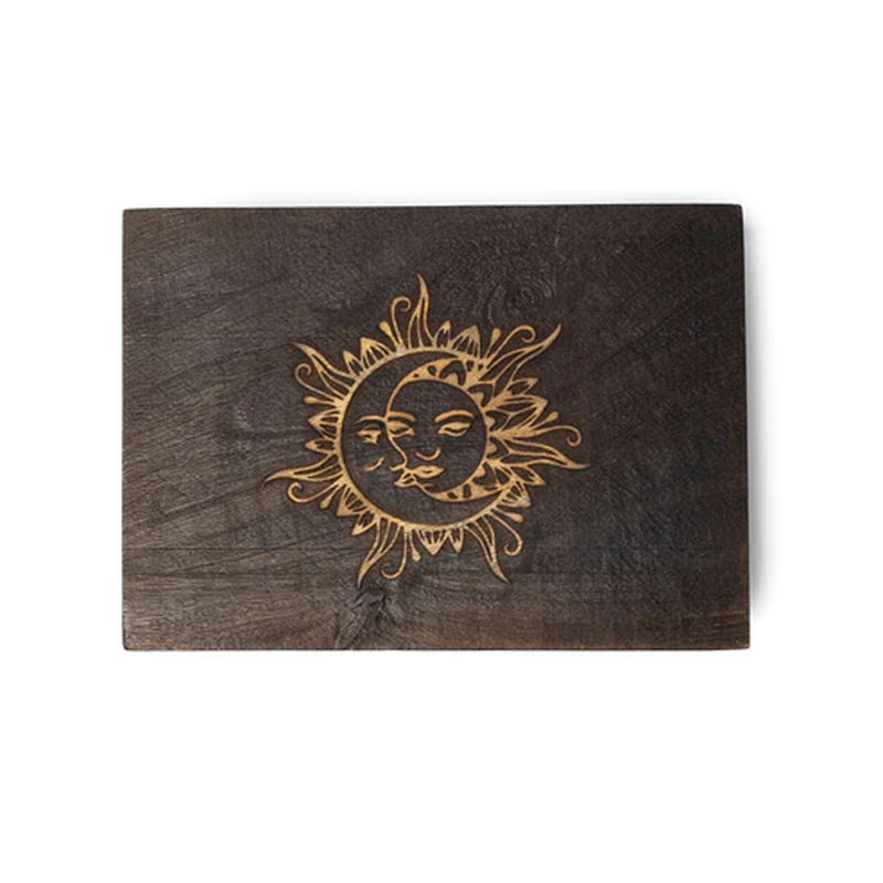 Tarot- eller smyckesask Måne & Sol Svart Mangoträd - 3