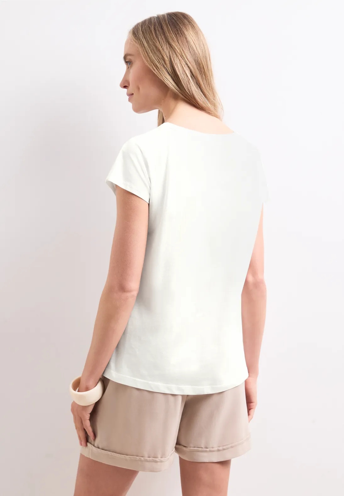 Basic Wording Print Shirt - Off White - Street One - 3