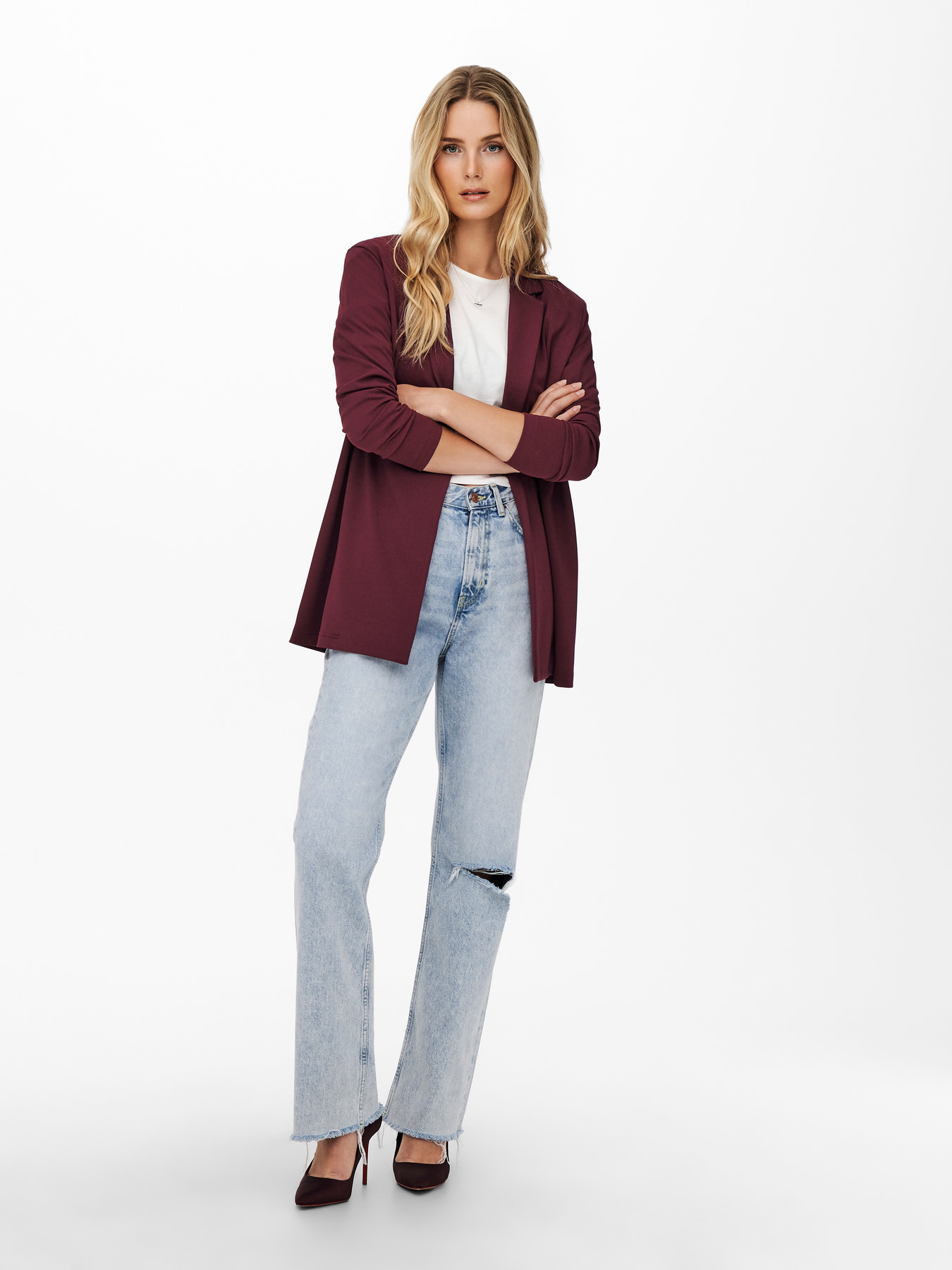JDYGEGGO LIFE L/S BLAZER JRS NOOS Windsor Wine - 6
