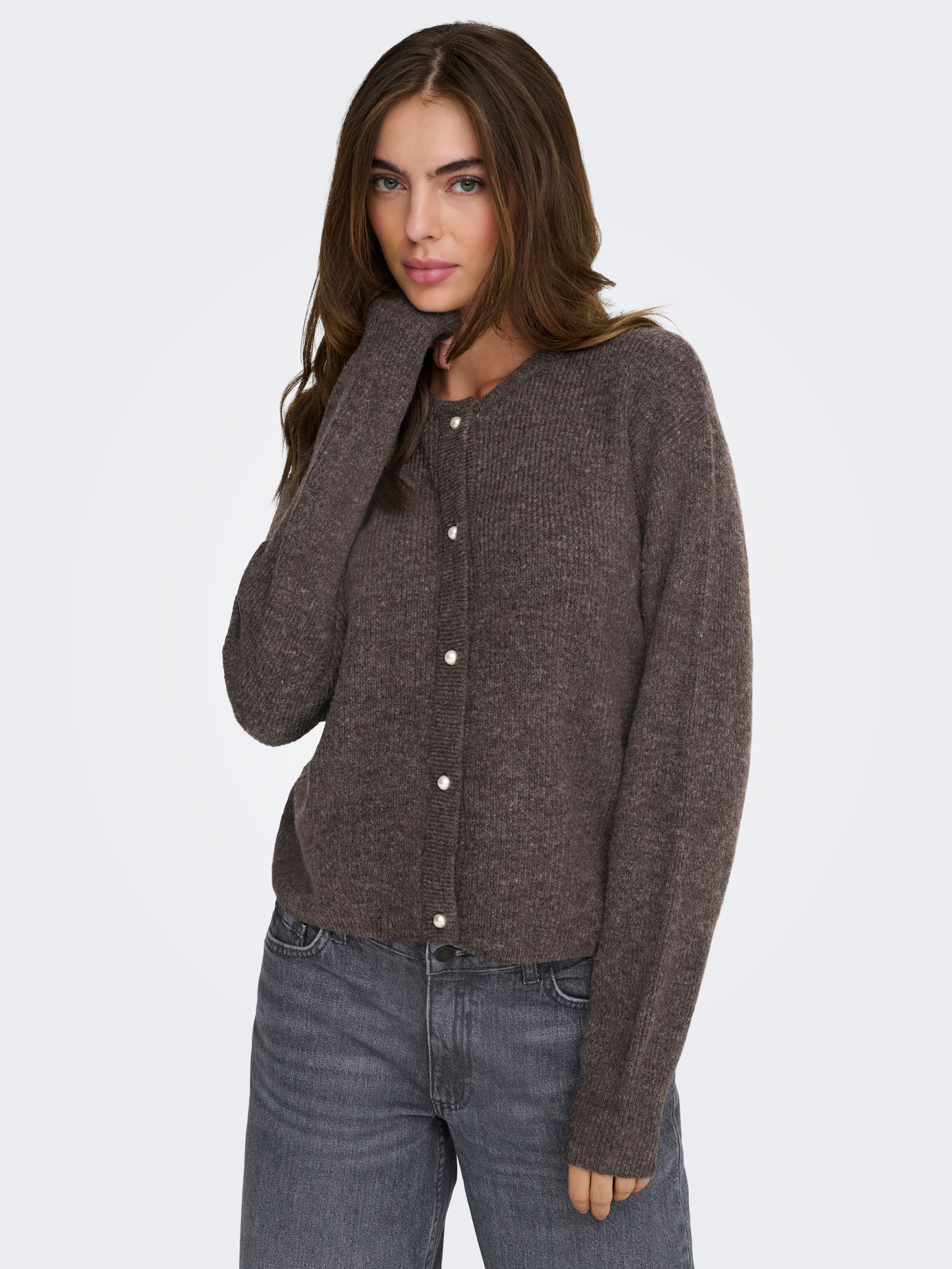 JDYLUMI L/S BUTTON CARDIGA KNT NOOS Bracken MELANGE - 3