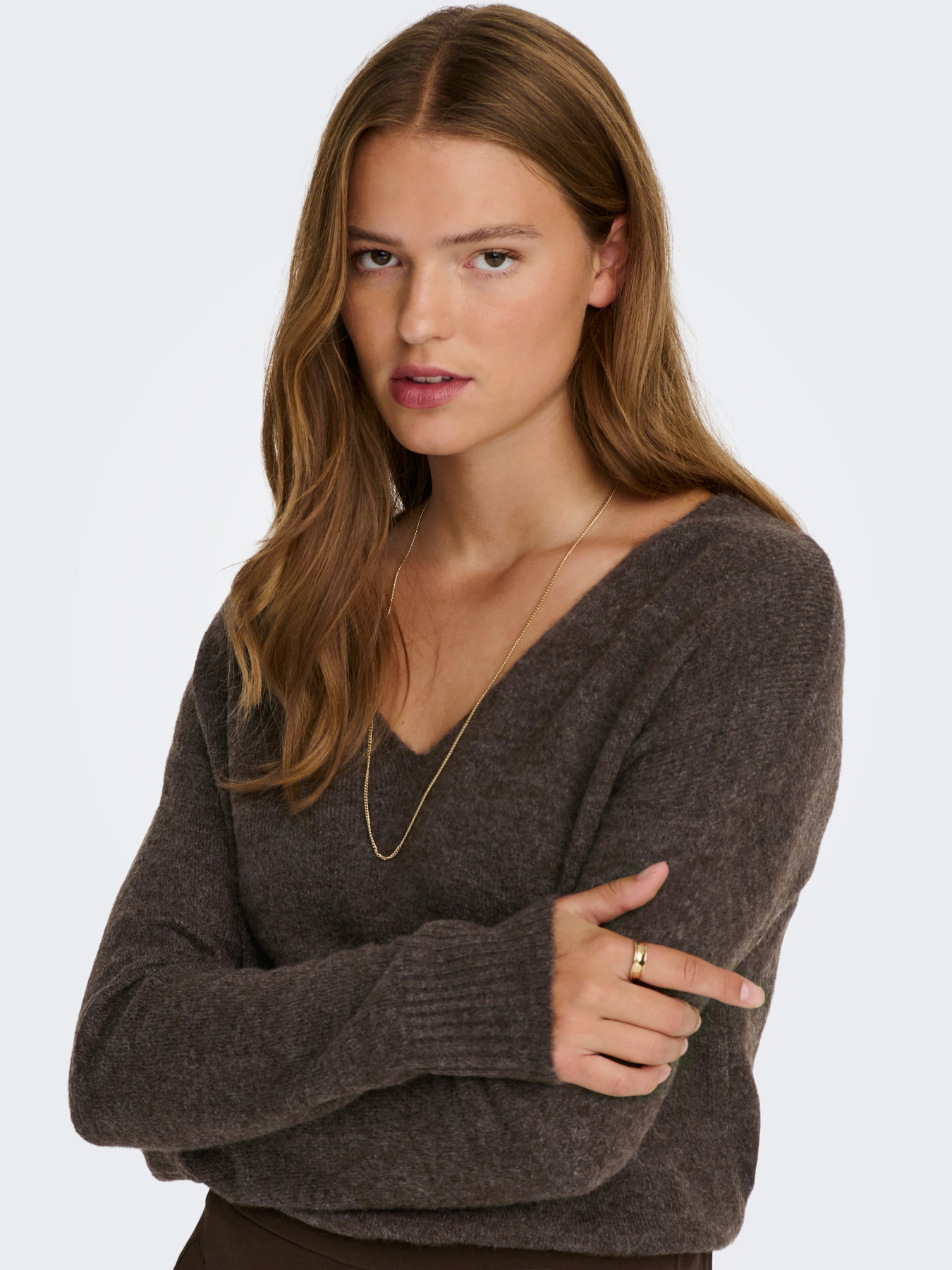 JDYELANORA L/S V-NECK PULLO. KNT NOOS Bracken MELANGE - 3