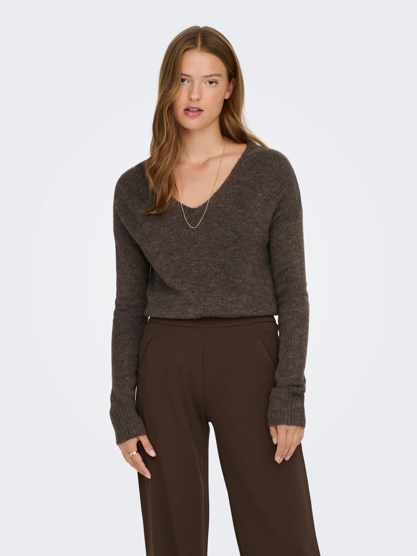 JDYELANORA L/S V-NECK PULLO. KNT NOOS Bracken MELANGE - 7