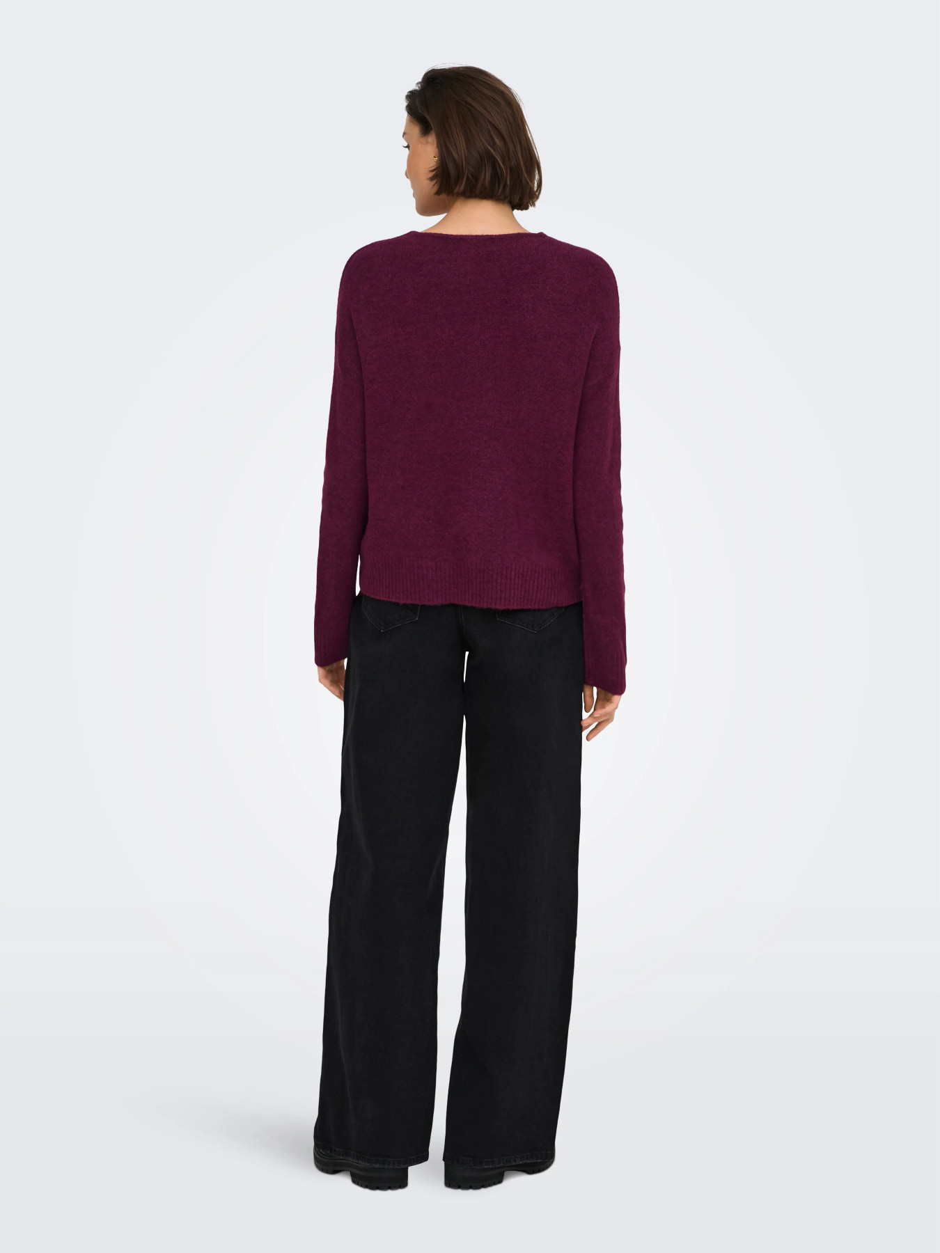 JDYELANORA L/S V-NECK PULLO. KNT NOOS Windsor Wine MELANGE - 6