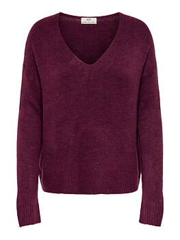 JDYELANORA L/S V-NECK PULLO. KNT NOOS Windsor Wine MELANGE