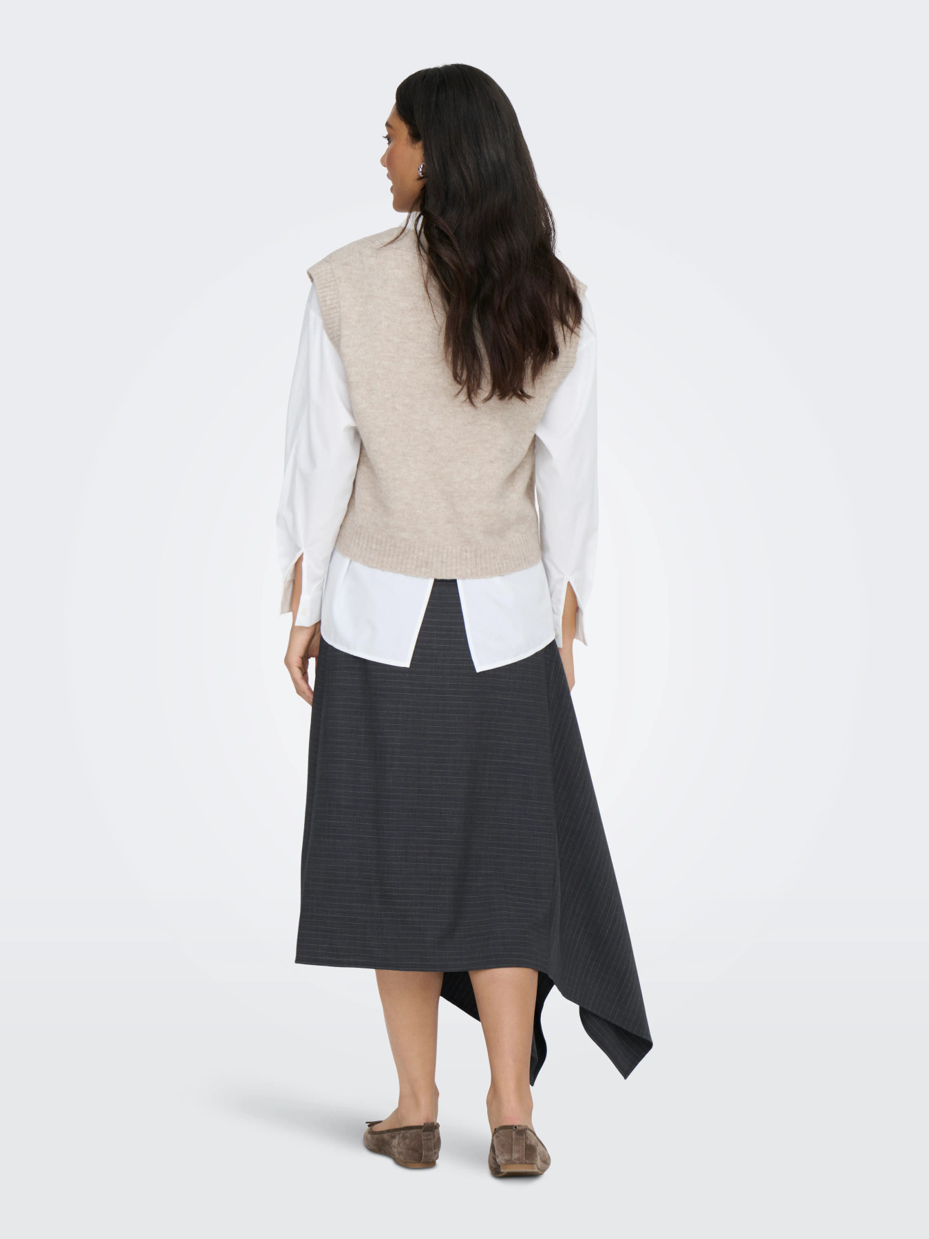 JDYSUPER S/L V-NECK VEST KNT NOOS Chateau Gray MELANGE - 6