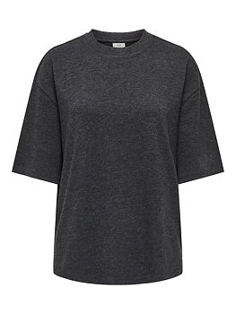 JDYVITA LIFE S/S O NECK TOP JRS DIA Dark Grey Melange MELANGE