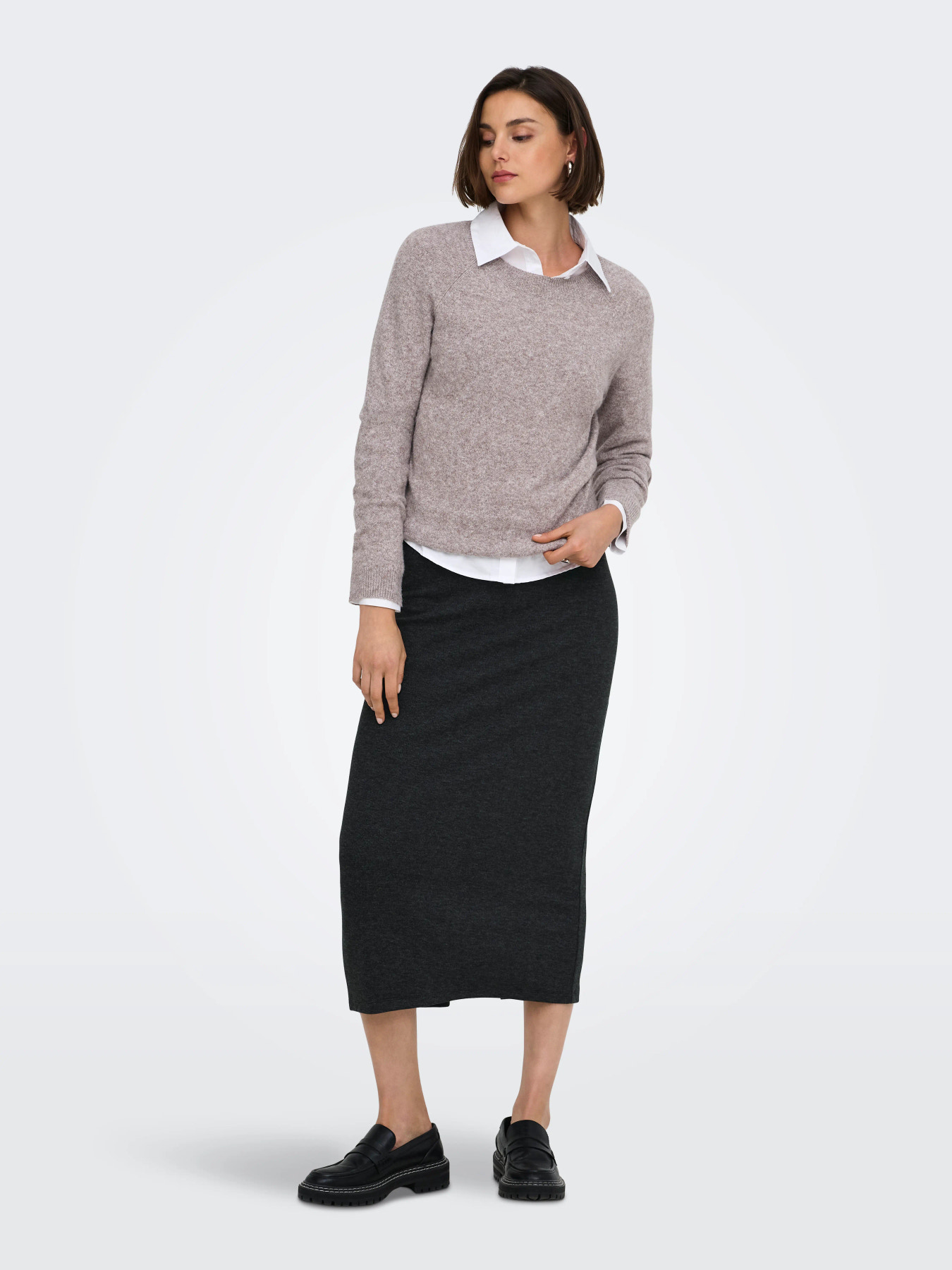JDYVITA LIFE LONG SKIRT JRS DIA Dark Grey Melange MELANGE - 3