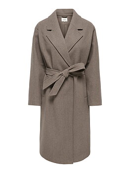 JDYVEGA LONG BELT COAT OTW HAB Walnut BLACK MELANGE